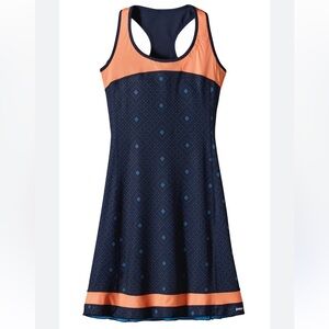 Patagonia women’s Orange and Navy Patterned athletic Dress size Small